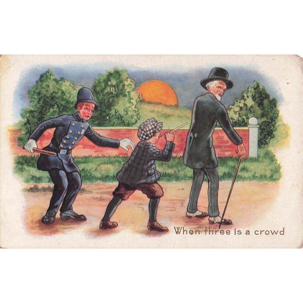 Vintage Comic Postcard When Three Is A Crowd Whitney Worcester MA Humor